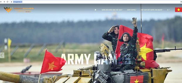 Webseite über Army Games 2021 des Verteidigungsministeriums in drei Sprachen