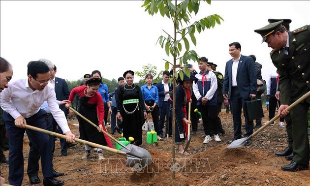 Staatspräsident Vo Van Thuong startet das Baumpflanzfest