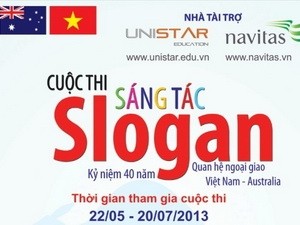 Mencanangkan Kontes penciptaan Slogan untuk memperingati ultah ke-40 hubungan diplomatik Vietnam-Australia