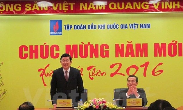 Presiden Vietnam, Truong Tan Sang mengucapkan selamat Hari Raya Tet kepada Grup Permigasan Nasional Vietnam