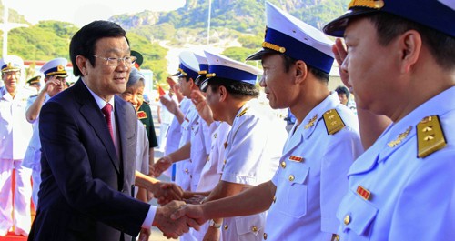 Presiden Vietnam, Truong Tan Sang menghadiri acara peresmian Pelabuhan Laut Internasional Cam Ranh