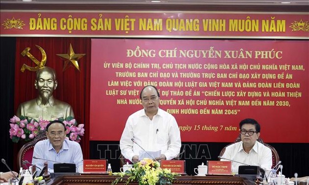 Presiden Negara Memimpin Temu Kerja dengan Asosiasi Sarjana Hukum Vietnam dan Federasi Pengacara Vietnam tentang Negara Hukum