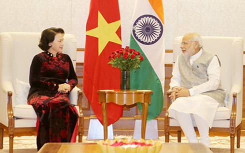 越南国会主席阮氏金银会见印度总统慕克吉