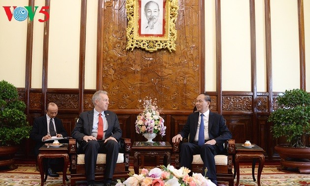  Presiden Tran Dai Quang menerima Duta Besar AS, Ted Osius yang datang berpamitan