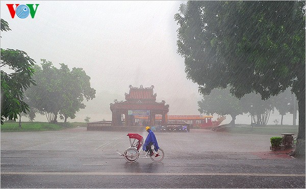 Hue imperial city in the rain 