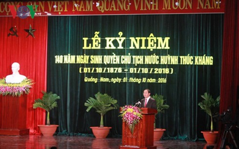 Ceremony marks 140th birth anniversary of Acting President Huynh Thuc Khang 