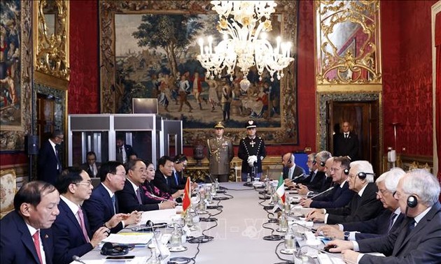 Vietnamese, Italian presidents hold talks on strengthening partnership 