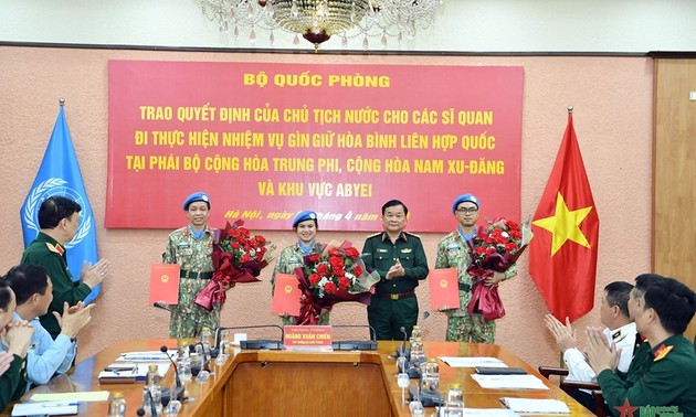 Three more Vietnamese officers sent to UN peacekeeping mission