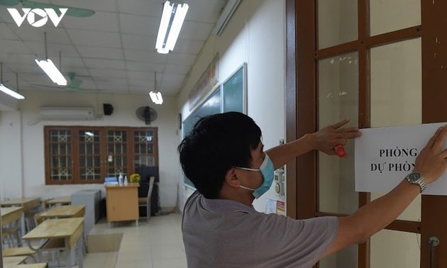 Hanoi disinfects exam sites to mitigate COVID-19 risk
