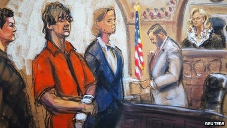 Boston bomb accused Dzhokhar Tsarnaev denies charges