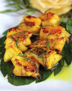 Baked fish with banana leaves