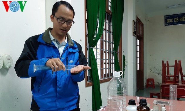 Chemistry teacher makes hand sanitizers to help fight Covid-19