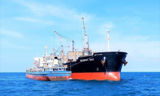 Foreign ship stranded off the coast of Binh Thuan rescued