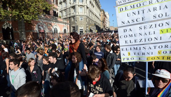Manifestaciones en Italia contra las medidas de austeridad del Gobierno