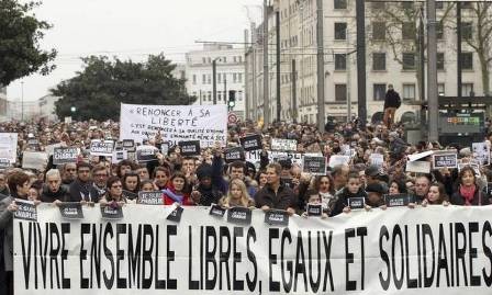 Gran marcha en protesta contra el terrorismo en Francia