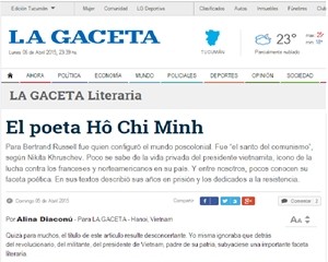 Recuerda escritora argentina al presidente Ho Chi Minh 