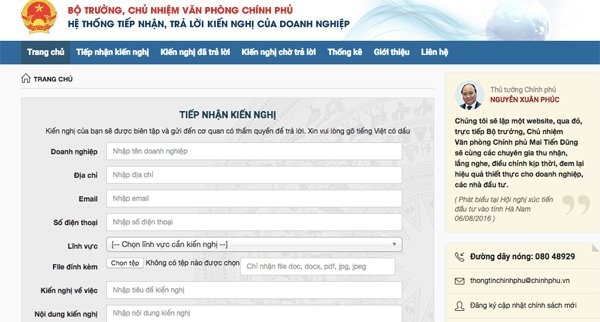 Gobierno de Vietnam abre sitio web para recibir opiniones de empresas