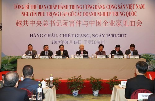 Secretario general de Partido Comunista de Vietnam se reúne con empresarios chinos