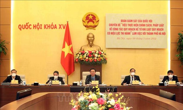 Delegación supervisora del Parlamento revisa el trabajo de planificación de Hanói