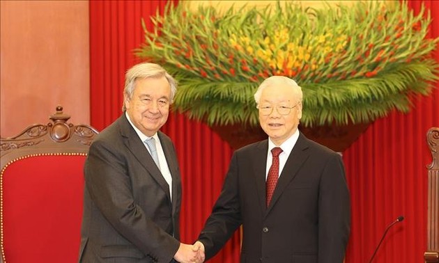 Máximo líder vietnamita recibe al secretario general de la ONU