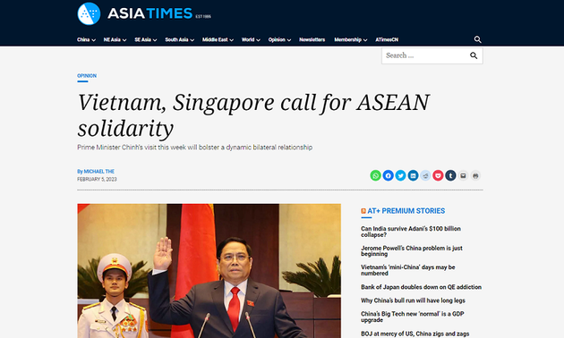 Asia Times: Le Vietnam et Singapour appellent à la solidarité au sein de l’ASEAN