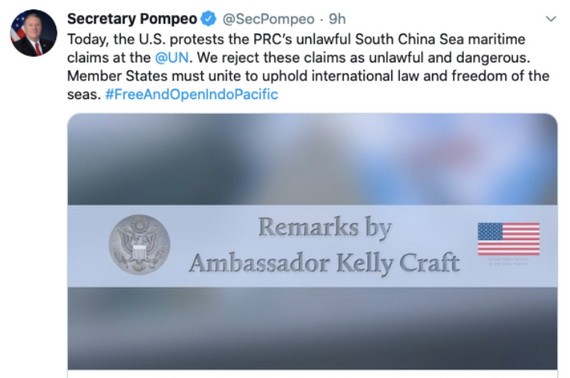 ปฏิกิริยาของจีนต่อคำประกาศของสหรัฐเกี่ยวกับปัญหาทะเลตะวันออก