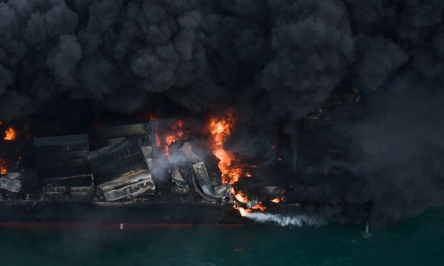Cargo ship sinks off Sri Lanka after weeks on fire