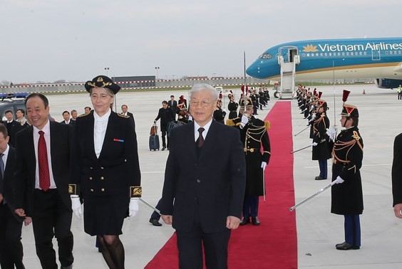 Lễ đón Tổng Bí thư Nguyễn Phú Trọng thăm chính thức Cộng hòa Pháp