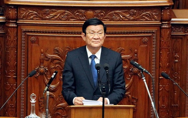 Президент СРВ Чыонг Тан Шанг выступил с речью перед японским парламентом 