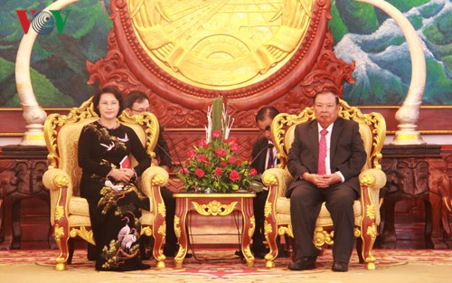 阮氏金银会见老挝人民革命党中央总书记、国家主席本扬
