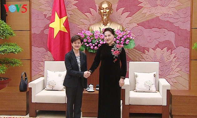 越南国会主席阮氏金银会见新加坡驻越大使凯瑟琳•王