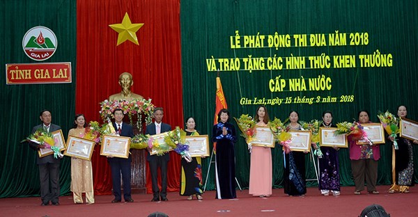 越南国家副主席邓氏玉盛出席嘉莱省爱国竞赛运动启动仪式