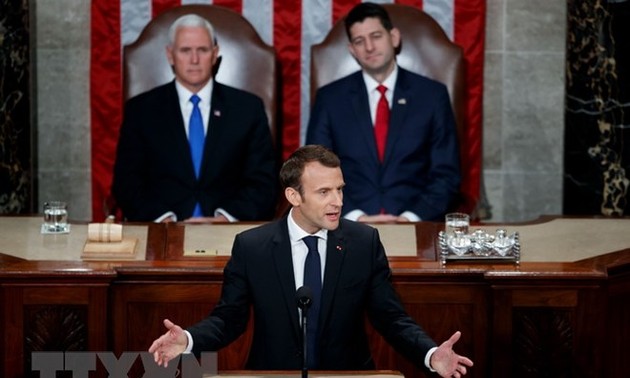 法国总统马克龙在美国国会发表演讲