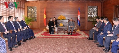 Chủ tịch Quốc hội Nguyễn Thị Kim Ngân hội kiến Chủ tịch Quốc hội Vương quốc Campuchia và Chủ tịch Thượng viện Campuchia