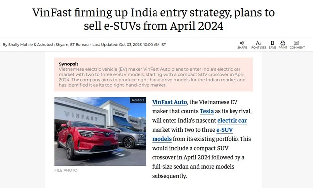 Báo Ấn Độ: VinFast sắp vào thị trường Ấn Độ