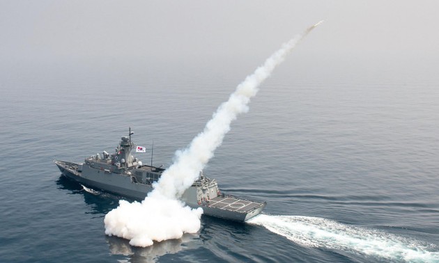   South Korea conducts drills at sea 