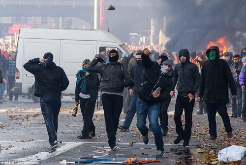 Gewalt in Demonstrationen im belgischen Brüssel