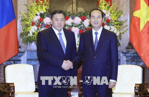 Staatspräsident Tran Dai Quang empfängt den mongolischen Parlamentspräsident