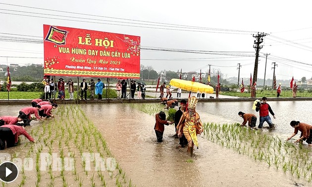 Lebhaftes Fest „Hung-Könige bringen Bürgern den Reisanbau bei“