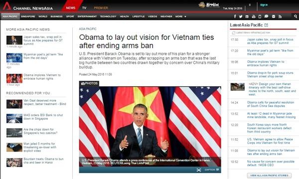 奥巴马的越南之行继续备受国际媒体关注