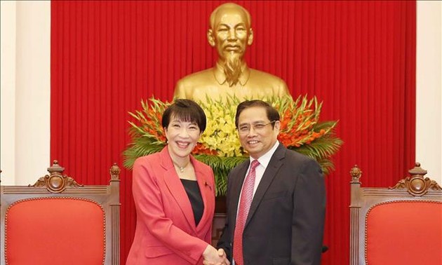 越共中央组织部部长范明政会见日本总务与传媒大臣