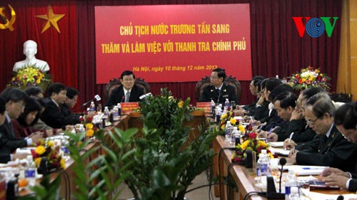 Staatspräsident Truong Tan Sang besucht Regierungsinspektion