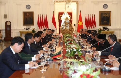 Indonesiens Präsident Joko Widodo empfängt KPV-Generalsekretär Nguyen Phu Trong