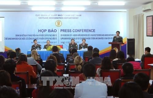 Pressekonferenz des Polizeiministeriums über Test des elektronischen Visum