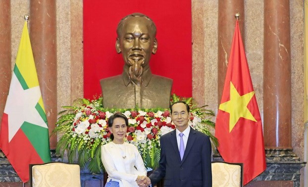 Staatspräsident Tran Dai Quang empfängt Beraterin des myanmarischen Staates San Suu Kyi
