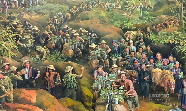 Eindruck von Wandbildern über den Sieg in Dien Bien Phu