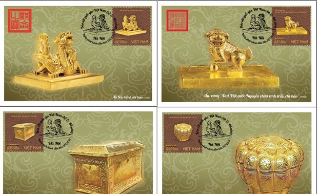  “Gegenstände aus Gold” in der Briefmarkensammlung über Nationale Schätze Vietnams