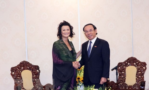 Parteisekretär von Ho Chi Minh Stadt empfängt Präsidentin des belgischen Senats