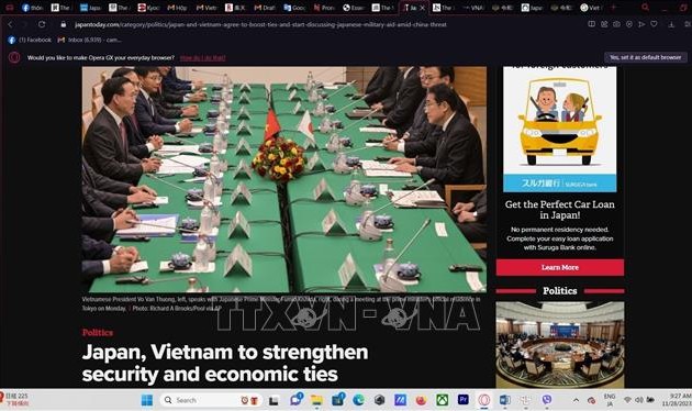 Japans Medien: Enge Zusammenarbeit zwischen Vietnam und Japan trägt zu Frieden und Wohlstand  bei