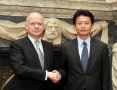 Japanese Foreign Minister Koichiro Gemba and UK Foreign Minister William Hague. Source: Internet